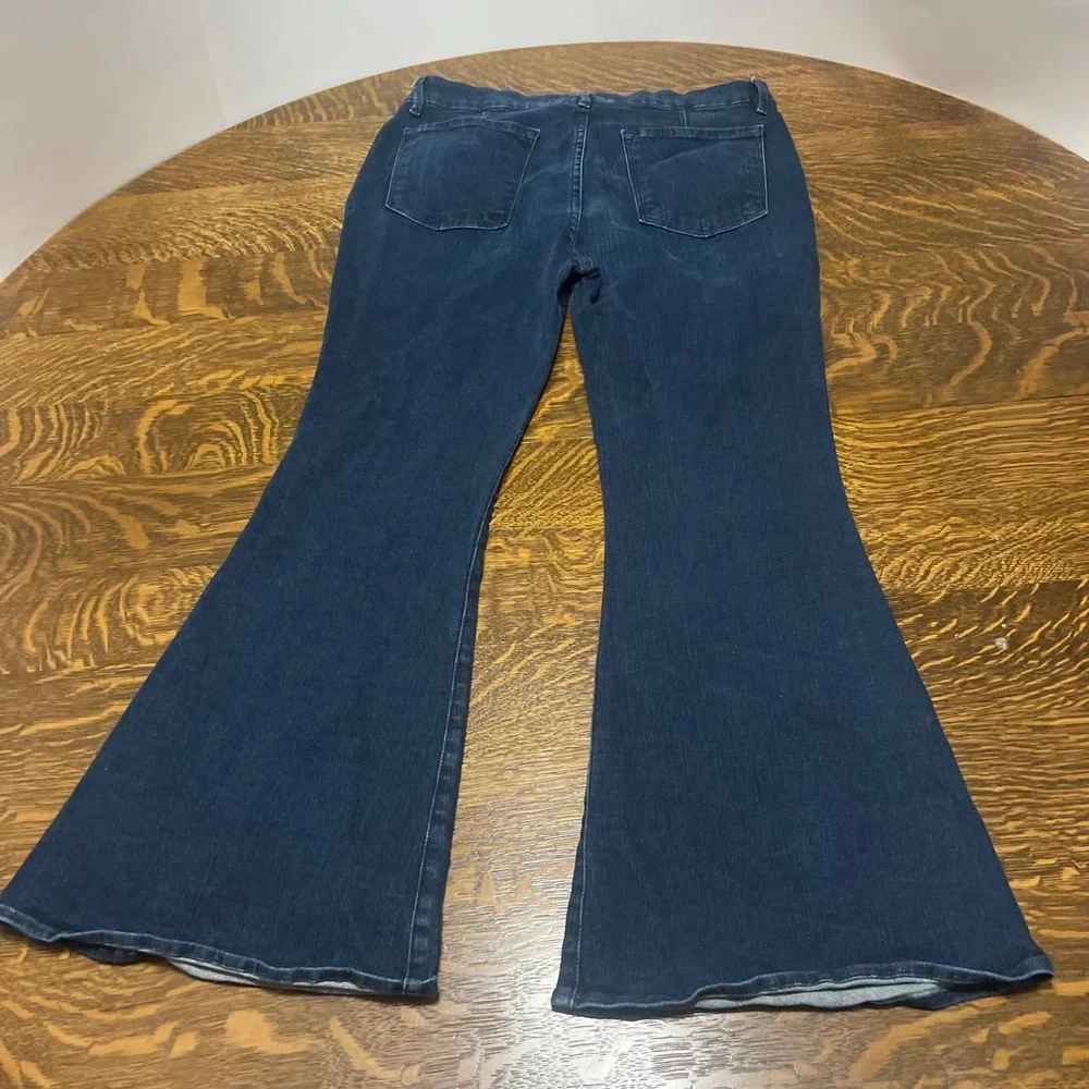 Frame Le Bell Jeans Womens 30 Blue Lace Up Front Flare Leg Dark Wash